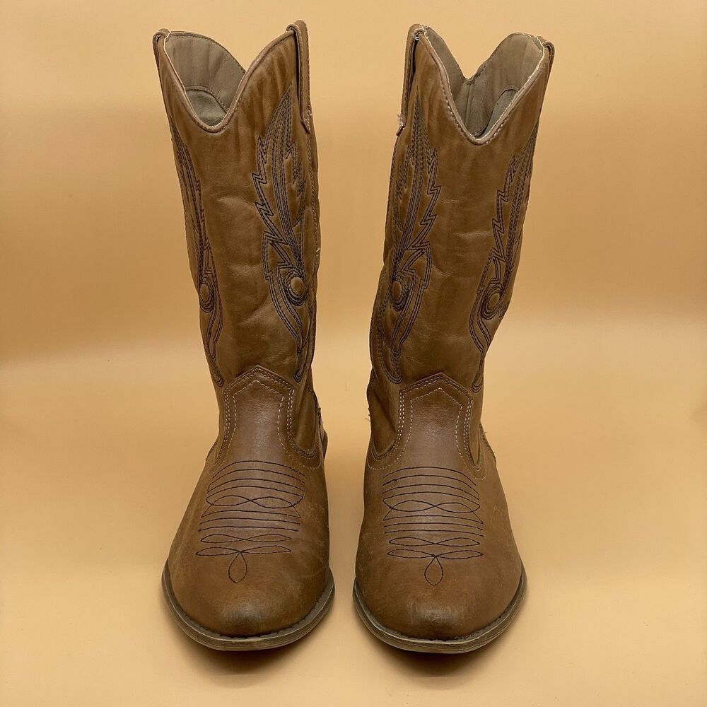 Coconuts by Matisse Gaucho Cowboy Boots Women's 8M Tan Black Stitching Comfort - Picture 6 of 16